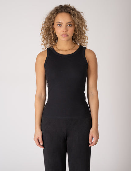 Flora Rib Top Schwarz