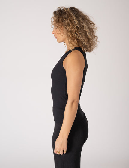 Flora Rib Top Schwarz