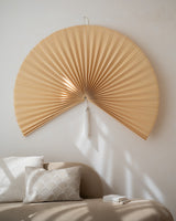 Wall Fan Bamboo Beige/ White Tassel - X-Large