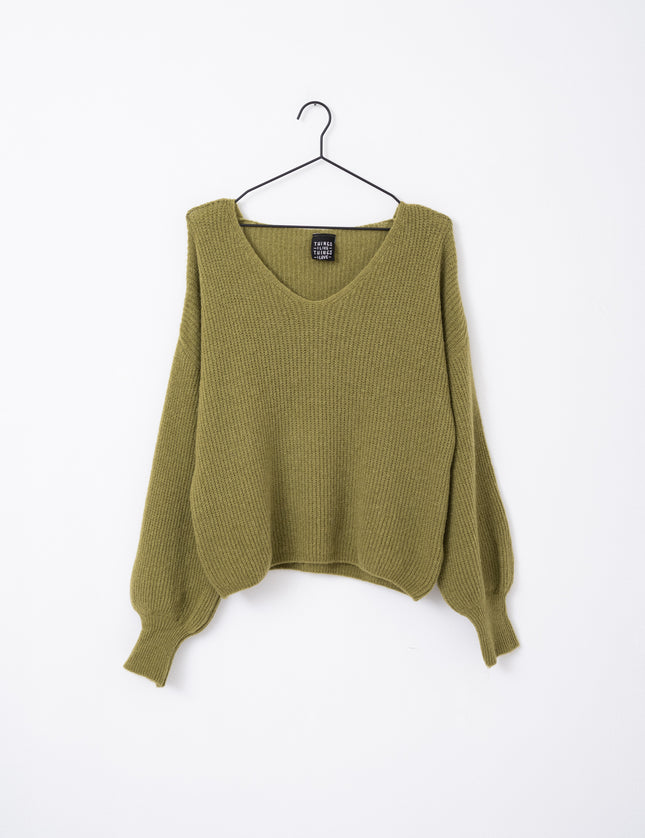 TILTIL Sofia V-neck Knit Matcha One Size