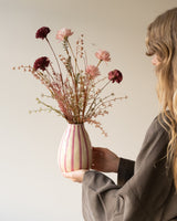 Vase Streifen Beige/Bordeaux/Pink