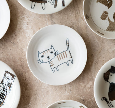 Handmade Japanese Mini Plate Cat Neko Maruke