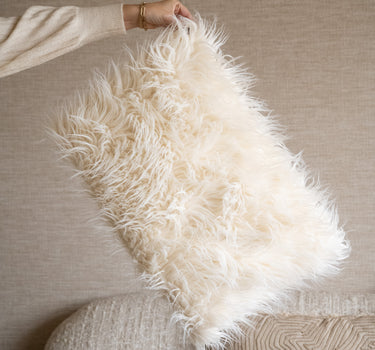 Cushion Hairy Faux Ivory