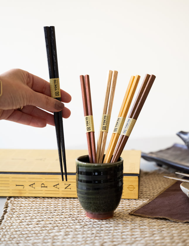 SET OF 5 - Chopstick Hexagon Wood