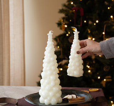 Handmade XMAS Bubble Candle Tree Creme