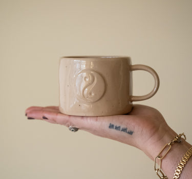 Cappuccino Mug Ying Yang Beige