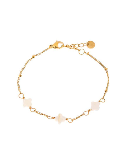 Armband Weiß Klee Gold