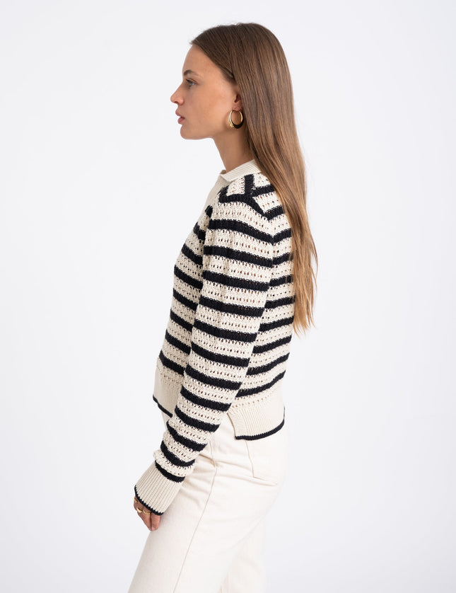 Addy Polo Neck Knit Bone White - Things I Like Things I Love