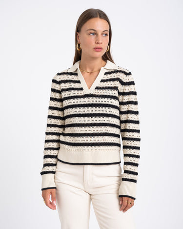 Addy Polo Neck Knit Bone White - Things I Like Things I Love