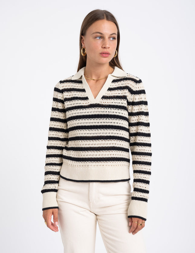 Addy Polo Neck Knit Bone White - Things I Like Things I Love