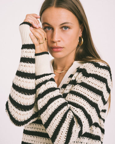 Addy Polo Neck Knit Bone White - Things I Like Things I Love