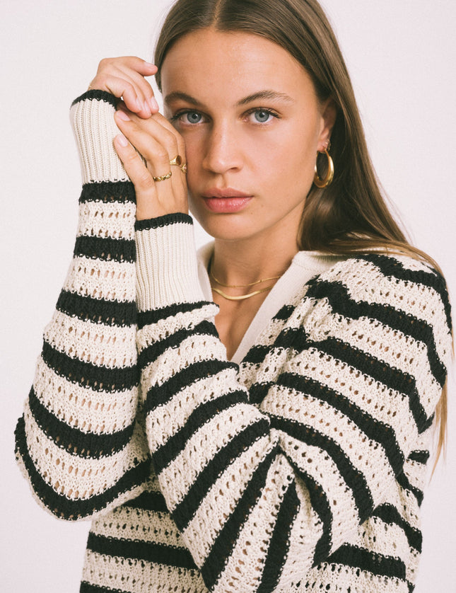 Addy Polo Neck Knit Bone White - Things I Like Things I Love