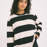 Alina O - neck Knit Stripe Eggnog Black - Things I Like Things I Love