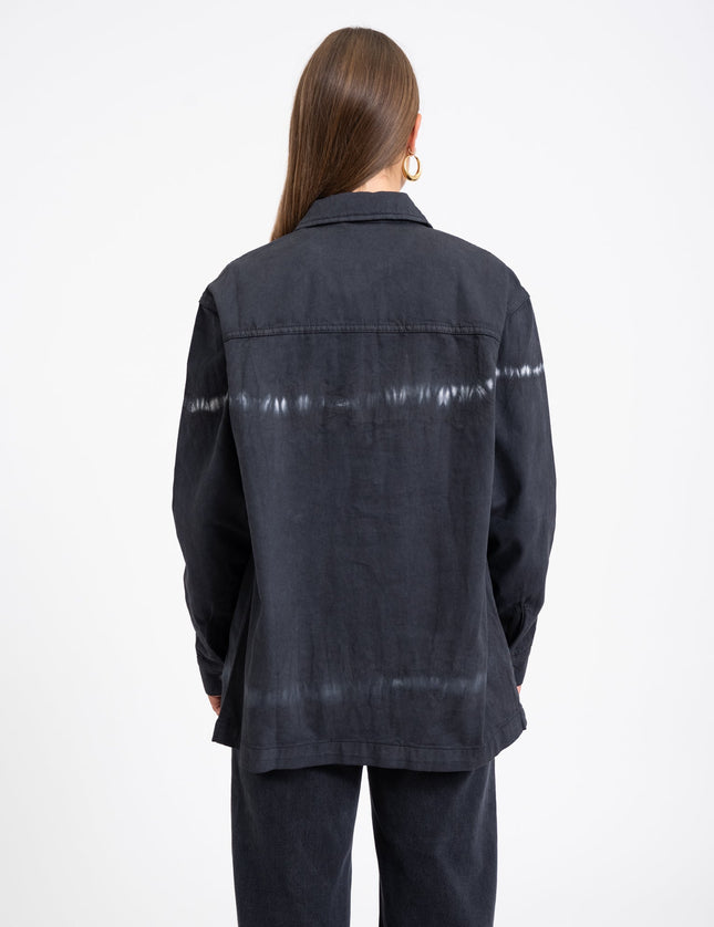 Alva Tie Die Denim Shacket Black - Things I Like Things I Love