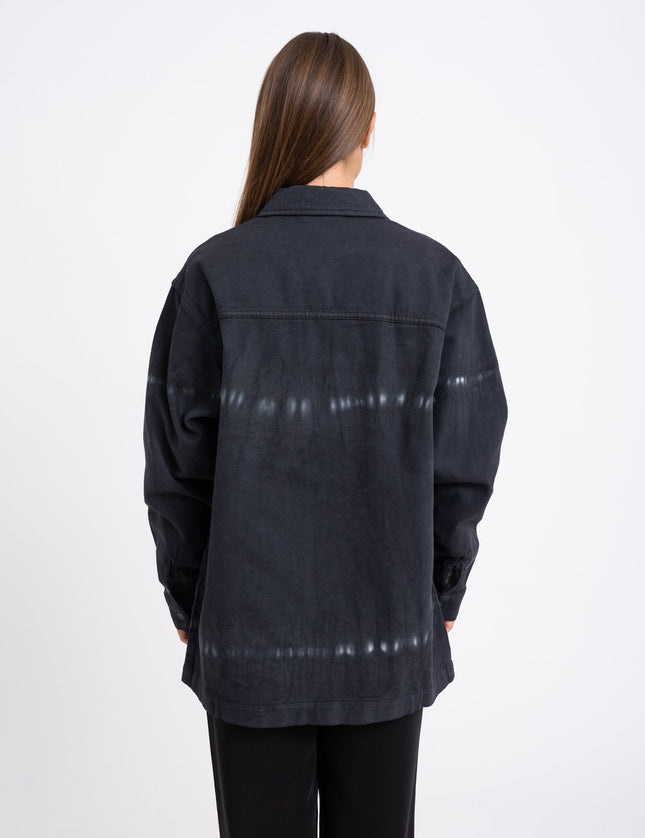 Alva Tie Die Denim Shacket Black - Things I Like Things I Love