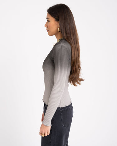 Amora Roll Neck Top Ghost Gray Dip - Things I Like Things I Love