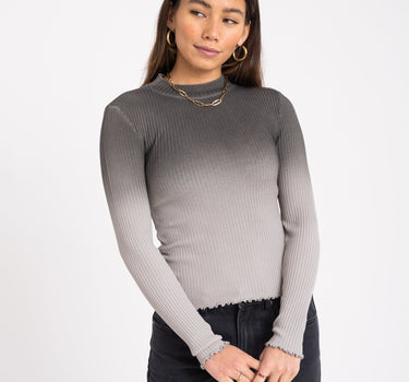 Amora Roll Neck Top Ghost Gray Dip - Things I Like Things I Love