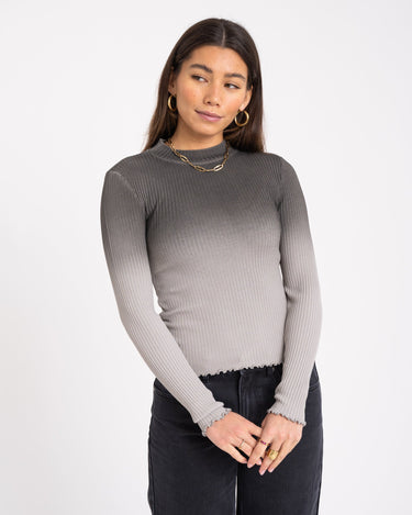 Amora Roll Neck Top Ghost Gray Dip - Things I Like Things I Love