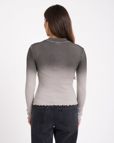 Amora Roll Neck Top Ghost Gray Dip - Things I Like Things I Love