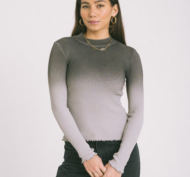 Amora Roll Neck Top Ghost Gray Dip - Things I Like Things I Love