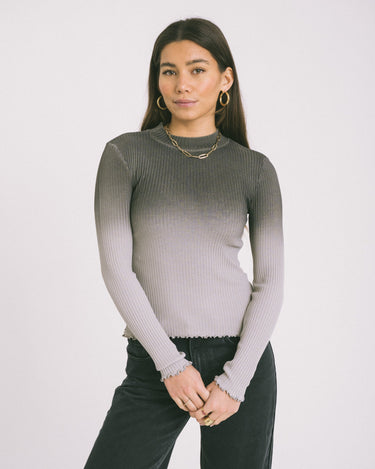 Amora Roll Neck Top Ghost Gray Dip - Things I Like Things I Love