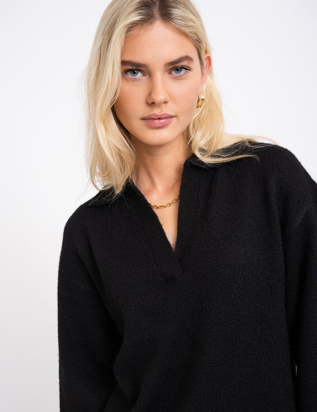 Ariella Polo Neck Knit Black - Things I Like Things I Love