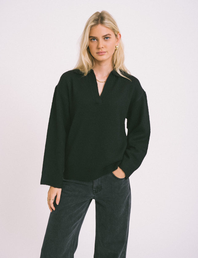 Ariella Polo Neck Knit Black - Things I Like Things I Love