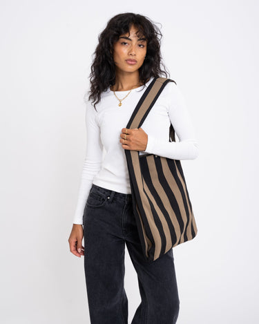 Bag Stripy Black Taupe - Things I Like Things I Love