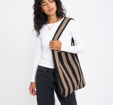 Bag Stripy Black Taupe - Things I Like Things I Love