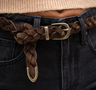 Basic Suede Belt Ilse Dark Brown - Things I Like Things I Love