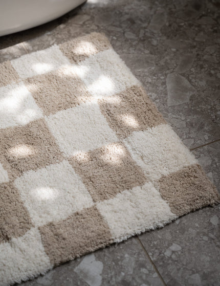 Bath Mat Check Taupe/Beige - Things I Like Things I Love