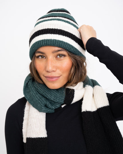 Beanie Stripe Dark Green - Things I Like Things I Love