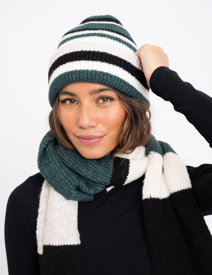 Beanie Stripe Dark Green - Things I Like Things I Love