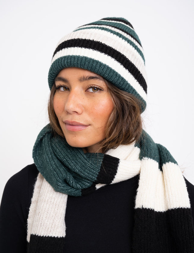 Beanie Stripe Dark Green - Things I Like Things I Love