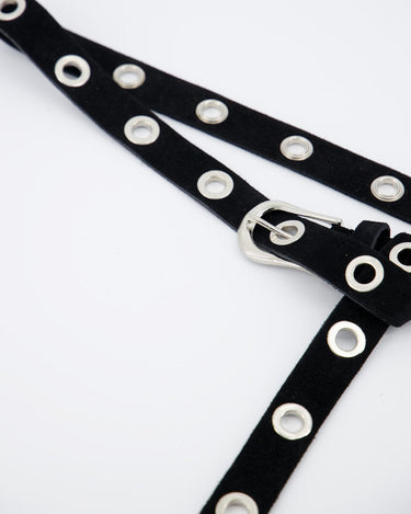 Belt Leather Avery Suede Silver Black - Things I Like Things I Love