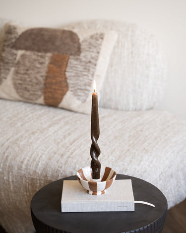 Bloomingville - Candle Holder Eja Stripe Brown - Things I Like Things I Love