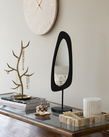 Bloomingville - Mirror On Base Avoa Black - Things I Like Things I Love