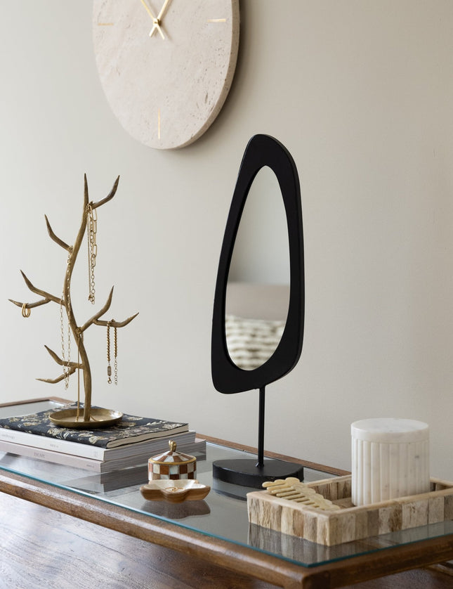 Bloomingville - Mirror On Base Avoa Black - Things I Like Things I Love