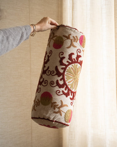 Bolster Cushion Suzani embroidered - Things I Like Things I Love