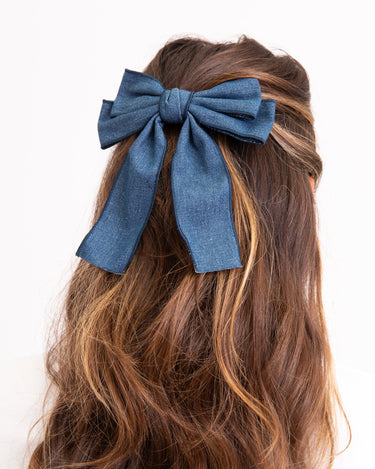 Bow Hair Clip Denim - Things I Like Things I Love