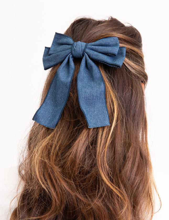 Bow Hair Clip Denim - Things I Like Things I Love