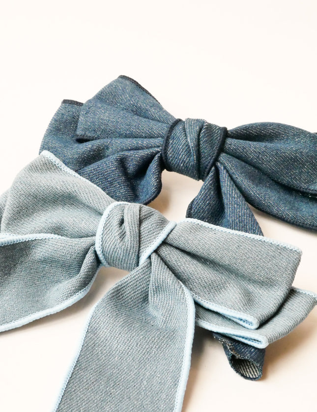 Bow Hair Clip Denim - Things I Like Things I Love