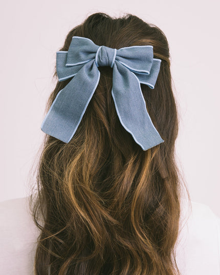 Bow Hair Clip Denim - Things I Like Things I Love