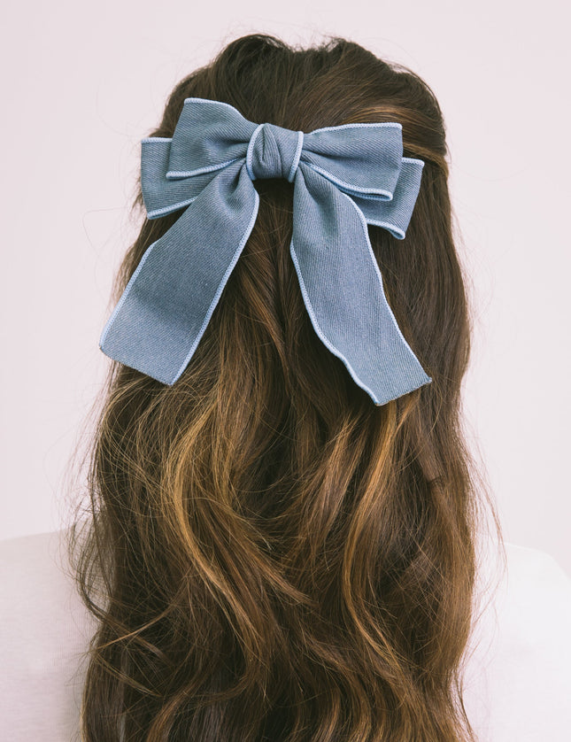 Bow Hair Clip Denim - Things I Like Things I Love