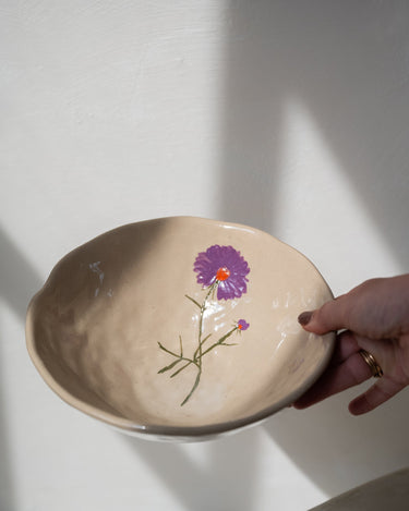 Bowl Flower Purple Stoneware - Things I Like Things I Love