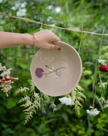 Bowl Flower Purple Stoneware - Things I Like Things I Love