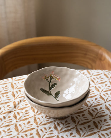 Bowl Flower Stoneware Beige - Things I Like Things I Love