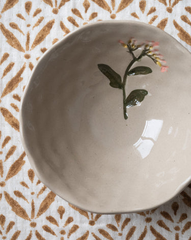 Bowl Flower Stoneware Beige - Things I Like Things I Love