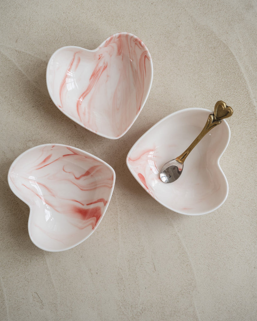 Bowl Heart Porcelain White Pink - Things I Like Things I Love