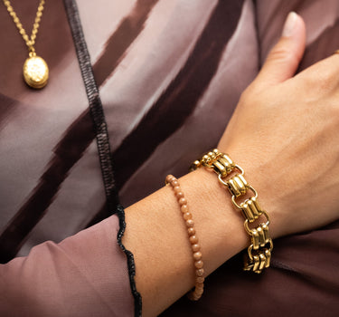 Bracelet Brown Beads Gold - Things I Like Things I Love